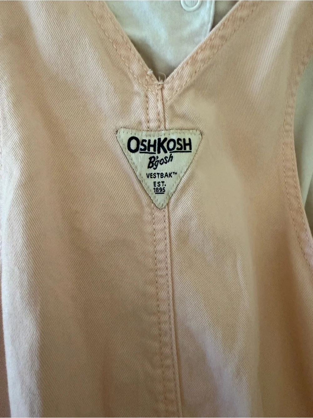 OshKosh B'gosh Girls 3T Light Pink Heart-Pocket Overalls with White Undershirt